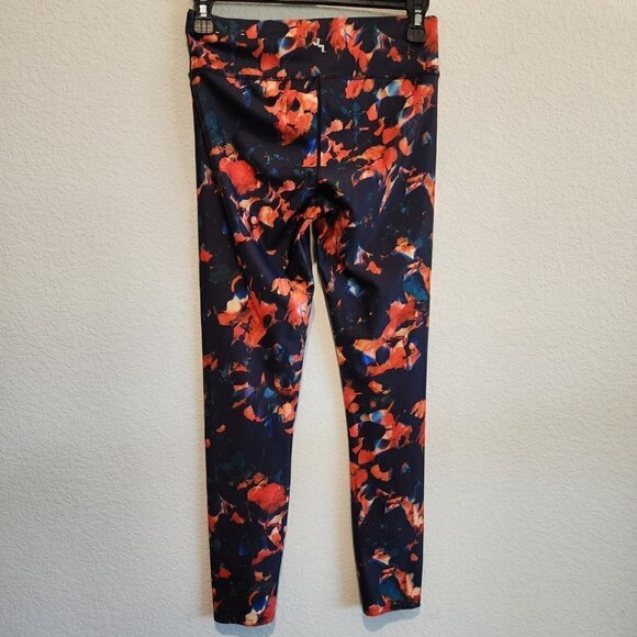 Joy Lab Leggings Size Small Black Navy Red Orange Floral Watercolor Gym Yoga - Picture 3 of 5
